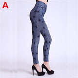 Weljuber Women Leggings Autumn Jeans Leggings Slim Mock Pocket