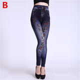 Weljuber Women Leggings Autumn Jeans Leggings Slim Mock Pocket
