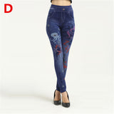 Weljuber Women Leggings Autumn Jeans Leggings Slim Mock Pocket