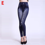 Weljuber Women Leggings Autumn Jeans Leggings Slim Mock Pocket