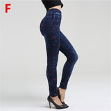 Weljuber Women Leggings Autumn Jeans Leggings Slim Mock Pocket