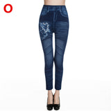 Weljuber Women Leggings Autumn Jeans Leggings Slim Mock Pocket