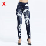 Weljuber Women Leggings Autumn Jeans Leggings Slim Mock Pocket