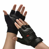 1Pair Men Black PU Leather Weight Lifting Gym Gloves Workout Wrist Wrap Sports Exercise Training Fitness Wholesale