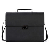 Business Man Bag Theft proof Lock Black Leather Briefcase