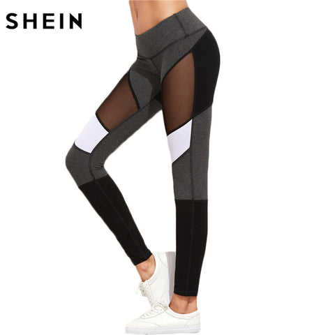 SHEIN Casual Leggings Women Fitness Leggings Color Block