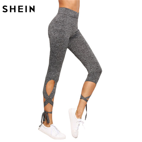 SHEIN Women Pants Trousers for Ladies Fitness Plain Light Grey