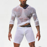 Man's T-Shirt Sexy Transparent Male Summer Long Tshirt